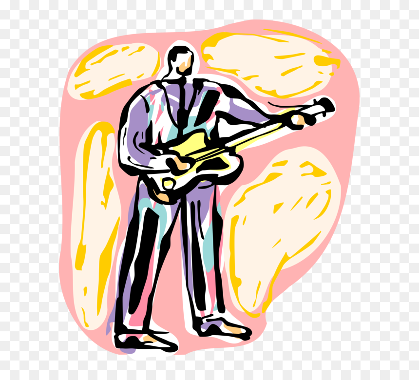 Vector Illustration Of Rock Musician Plays Electric - Cartoon, HD Png Download - singer vector png