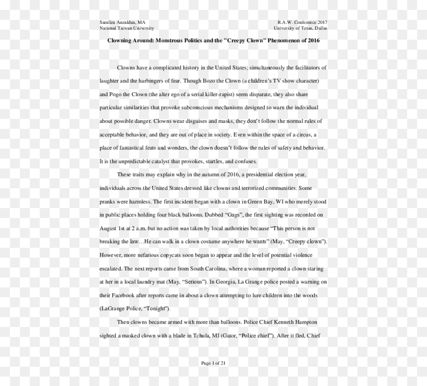 Linguistic Criticism Examples Story, HD Png Download - creepy clown png