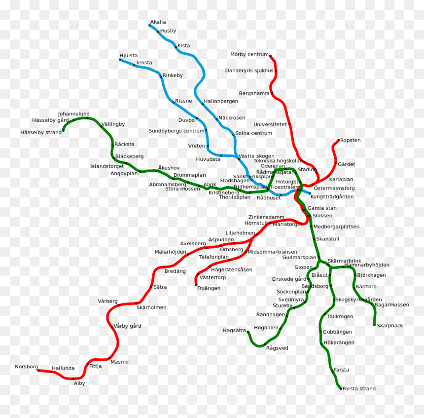 Stockholm Metro Map, HD Png Download - subway train png
