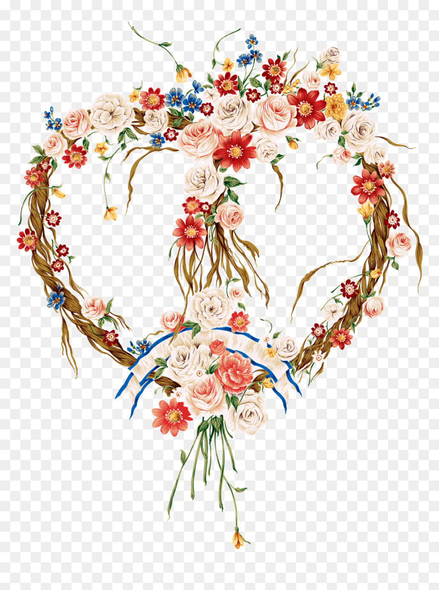 Floral Valentine Heart Mugs , Png Download - Beautiful Flowers, Transparent Png - moldura branca png