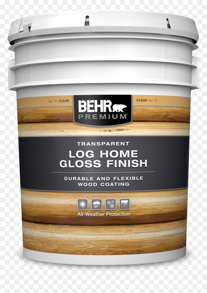 Behr Premium Transparent Log Home Gloss Finish 5 Gallon - Behr Pro Exterior Satin, HD Png Download - wood log png