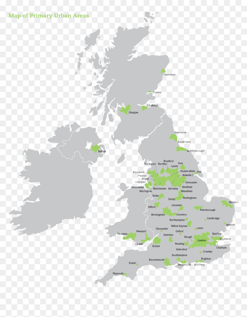 Uk Urban Areas Map, HD Png Download - pua png