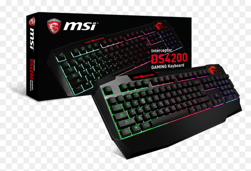 Msi Ds4200 Interceptor Gaming Keyboard - Msi Interceptor Ds4200 Gaming, HD Png Download - gaming keyboard png