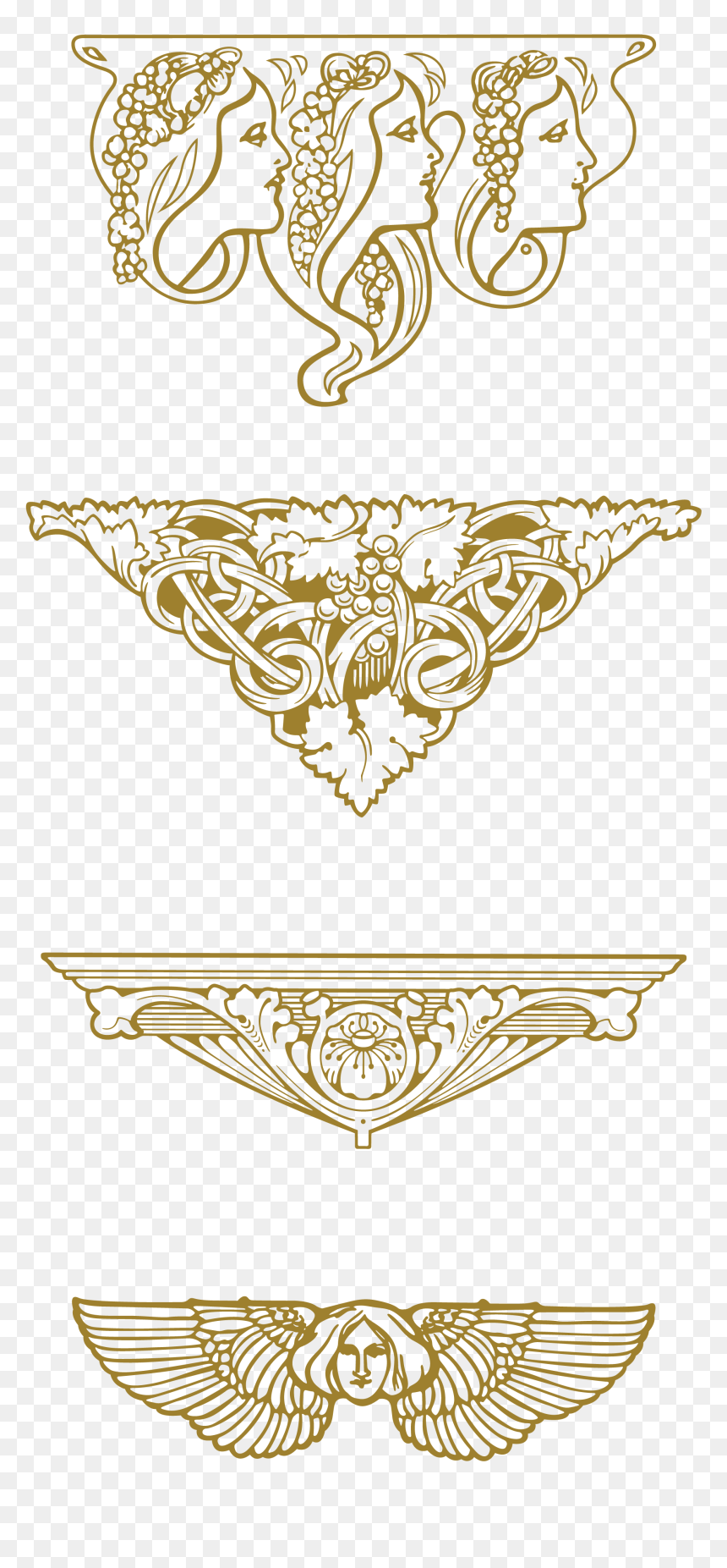 Image Stock Nouveau Ornaments Transprent Png Free Download - Art Deco Ornament Png, Transparent Png - vector art png