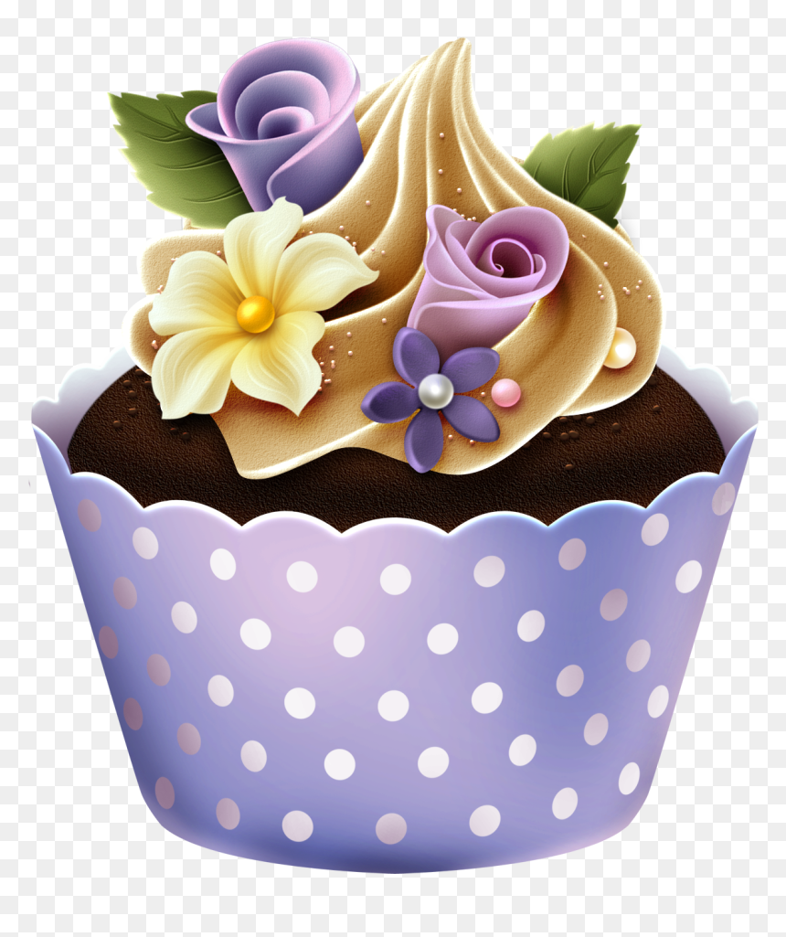Transparent Cupcake Clipart Free - Flower Cupcake Clipart, HD Png Download - tubes png
