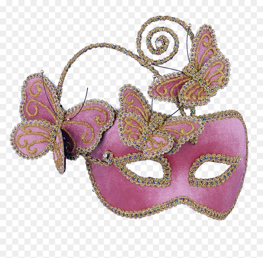 Pink Butterfly Masquerade Mask, HD Png Download - carnaval png