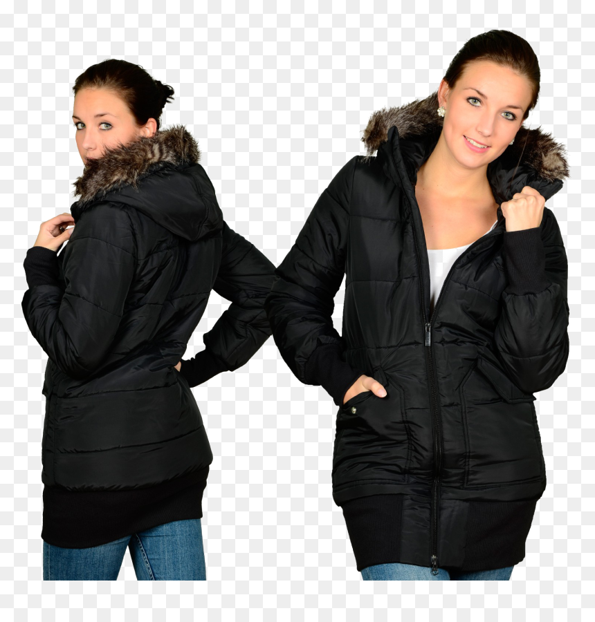 Black Winter Jacket For Women Png Free Download - Winter Coat Women Transparent, Png Download - black women png