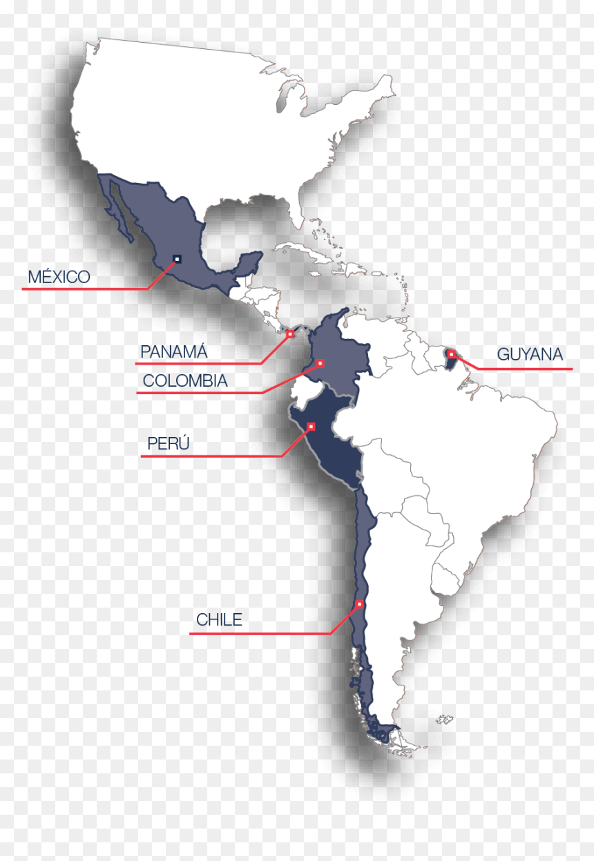 Our Projects Are Located Throughout The Latin America, HD Png Download - america map png