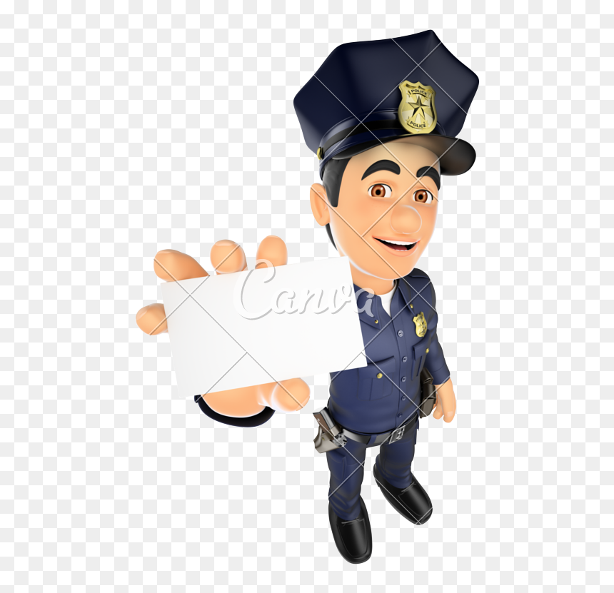 3d Policeman With A Blank Card - Policia 3d, HD Png Download - blank card png