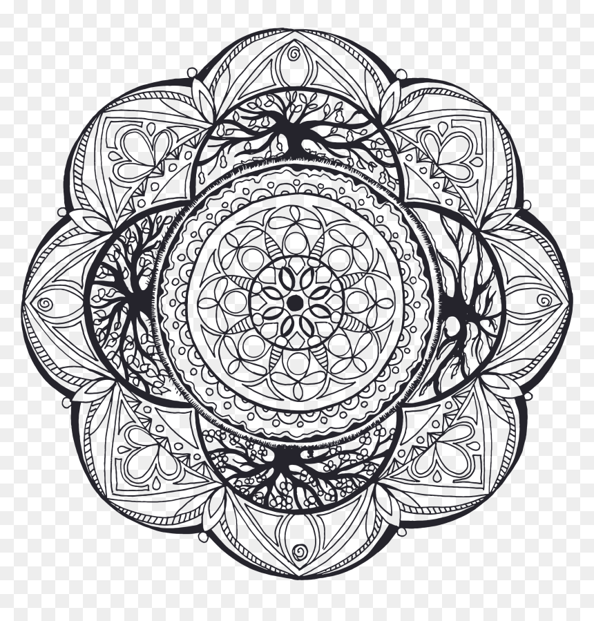 Hand Drawn Mandala No Fills Clip Arts - Transparent Png Hand Drawn Mandala Png, Png Download - hand drawn png