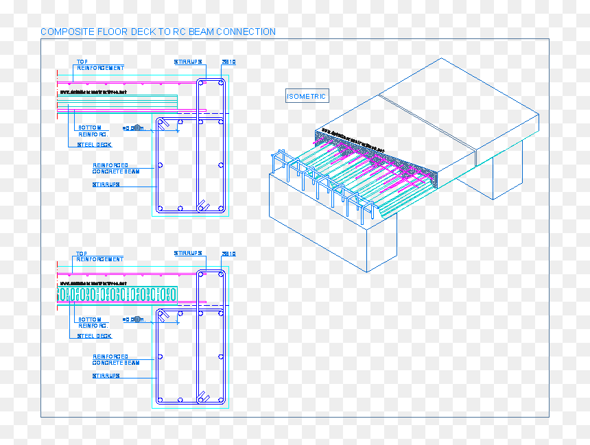 Composite Steel Deck Decking Floor Slab Sheets Rc Reinforced - Steel Deck On Concrete Beam, HD Png Download - deck png