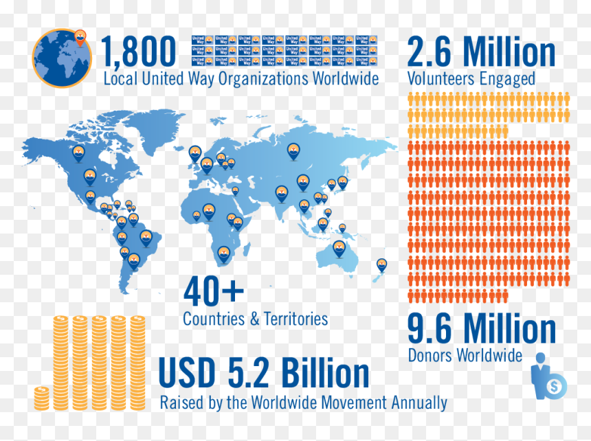 United Way India - China In Global Map, HD Png Download - blank world map png