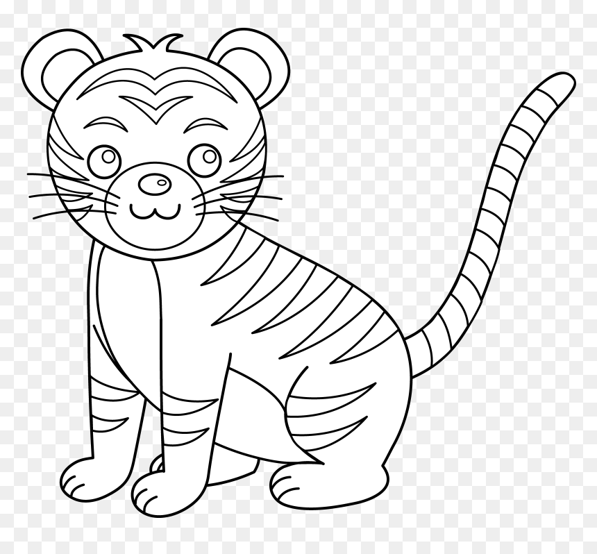 Library Of Tiger Cat Black And White Svg Freeuse Download - Clipart Tiger Black And White, HD Png Download - lsu png