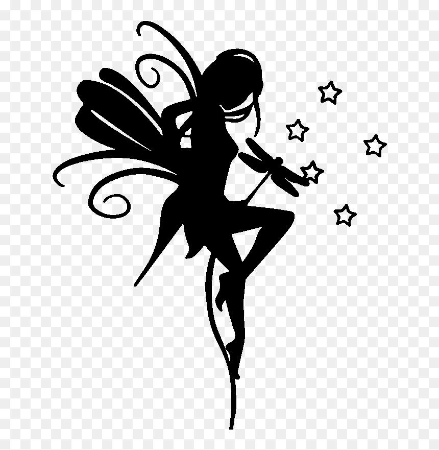 Fairy Godmother Decal Sticker Flight - Fairy Black And White, HD Png Download - flying fairy png