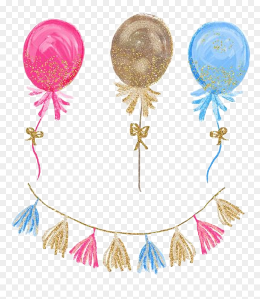 #watercolor #handpainted #balloons #tassle #banner - Watercolor Balloons Png Free, Transparent Png - watercolor banner png