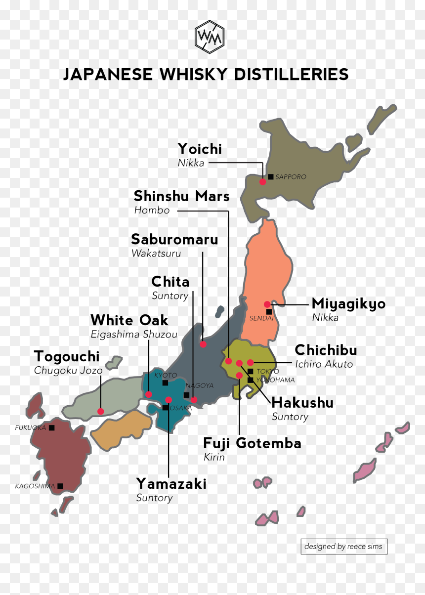 Key Japanese Whisky Companies - Japan Whisky Distillery Map, HD Png Download - japan map png