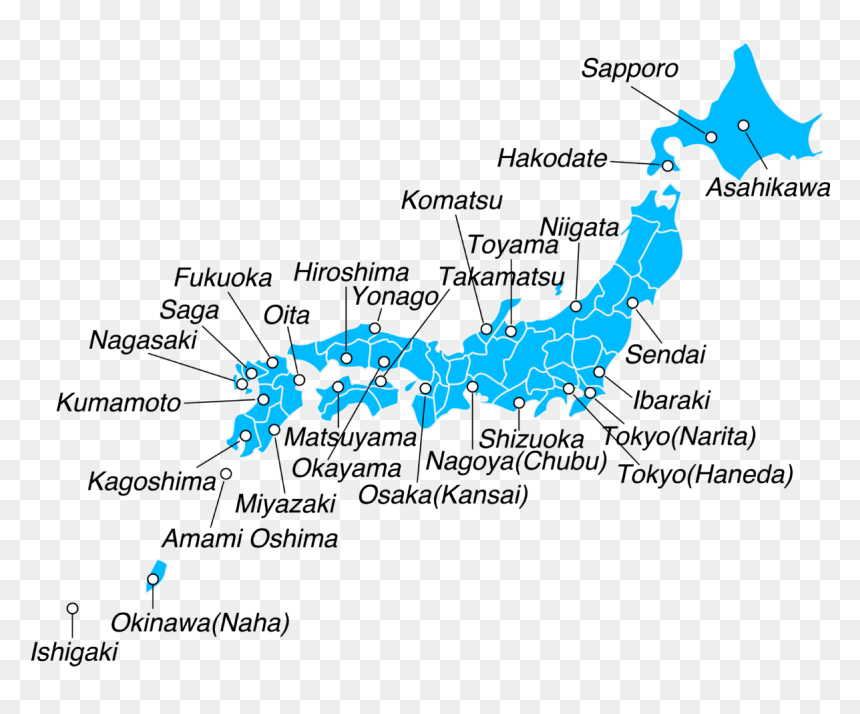 Japan Hiroshima And Fukuoka, HD Png Download - japan map png