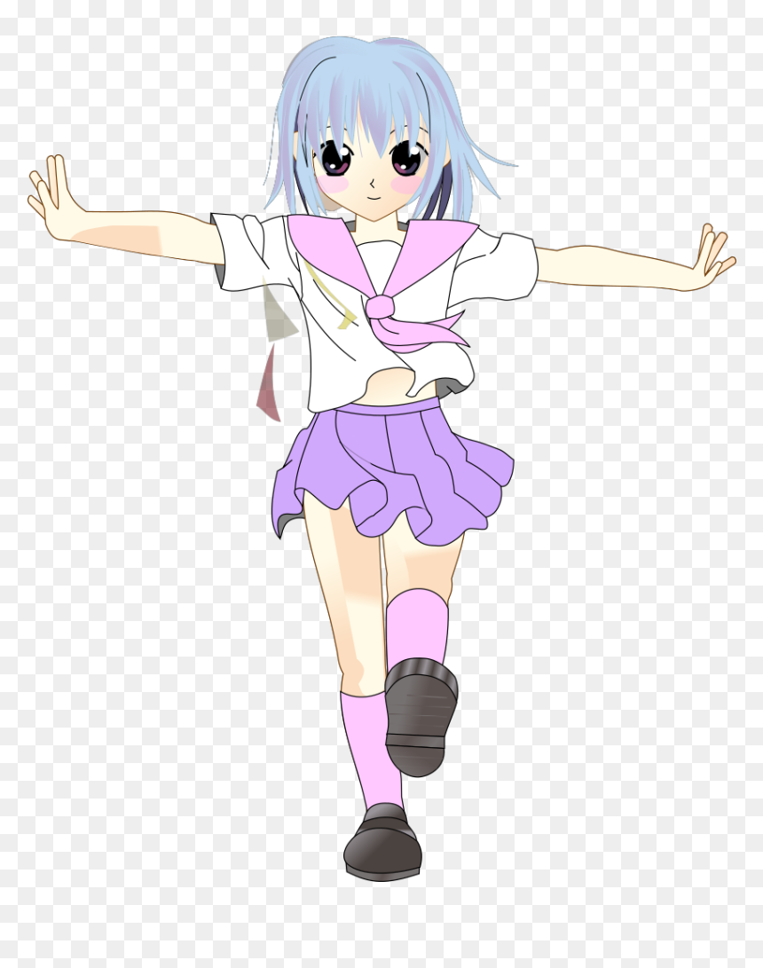 Kawaii Walk Svg Clip Arts - Manga Fille Qui Marche, HD Png Download - walk png