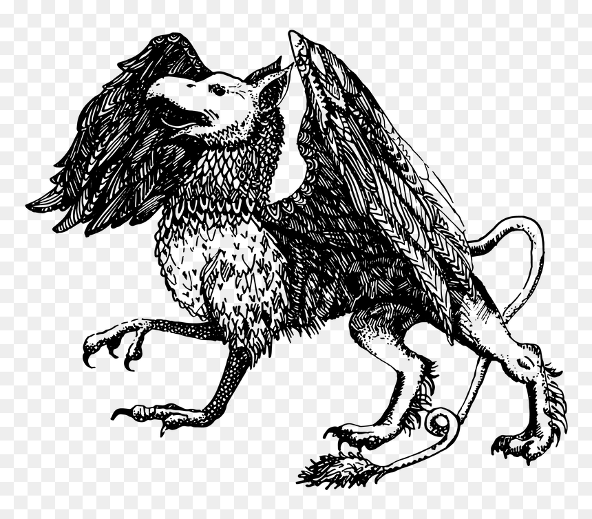 Picture - Black And White Mythical Creature Picture Griffon, HD Png Download - grover png