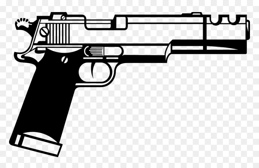 Handgun Clipart Black And White, HD Png Download - gun vector png