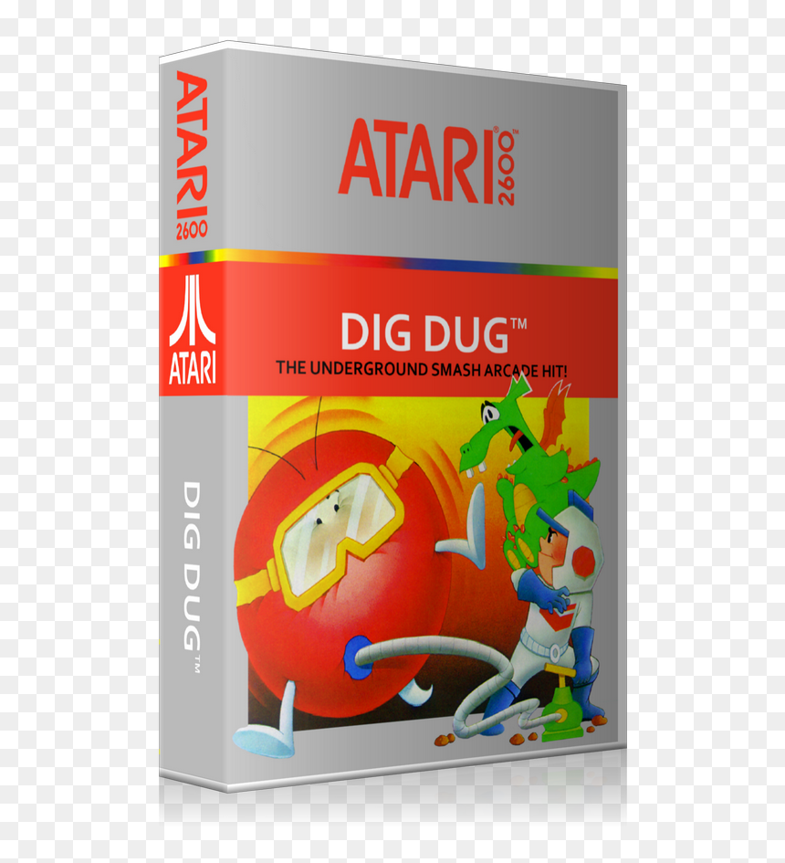 Dig Dug Atari 2600 Game Cover To Fit A Ugc Style Replacement - Atari 5200 Blue Print, HD Png Download - dig dug png