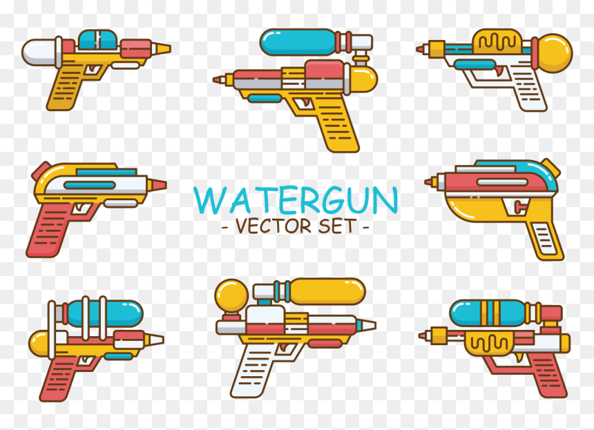 Watergun Icons Vector, HD Png Download - gun vector png