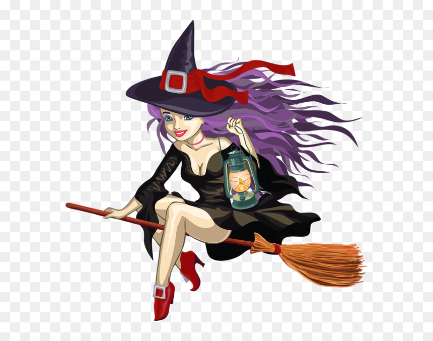 Sexy Witch Riding A Broom, HD Png Download - witch broom png