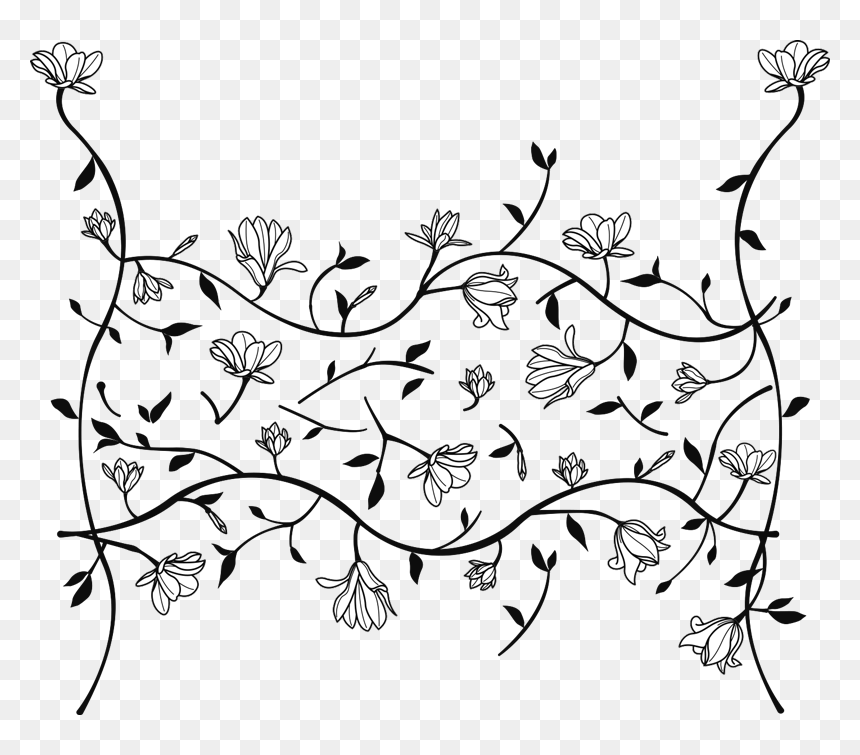 Magnolia Floral Floral Wall Decal - Flower, HD Png Download - corner filigree png