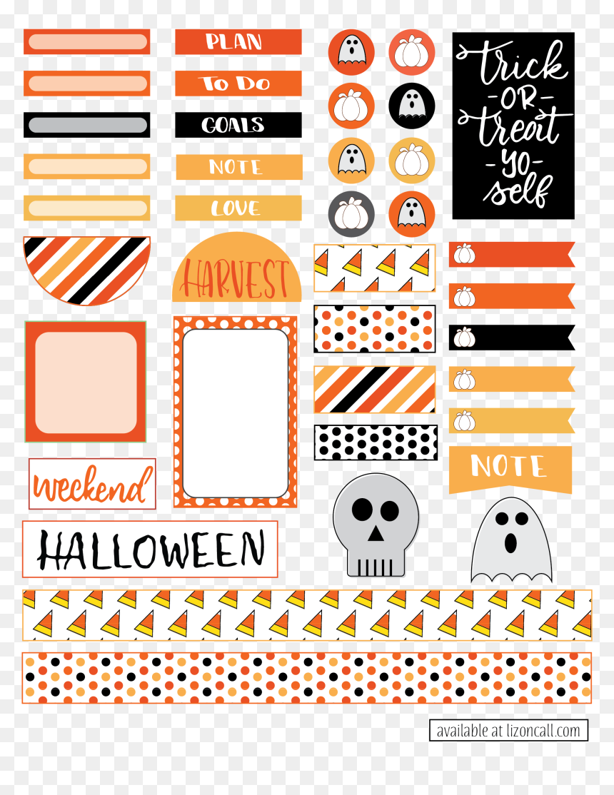 Fall Planner Stickers - Free Png Planner Stickers, Transparent Png - halloween pngs