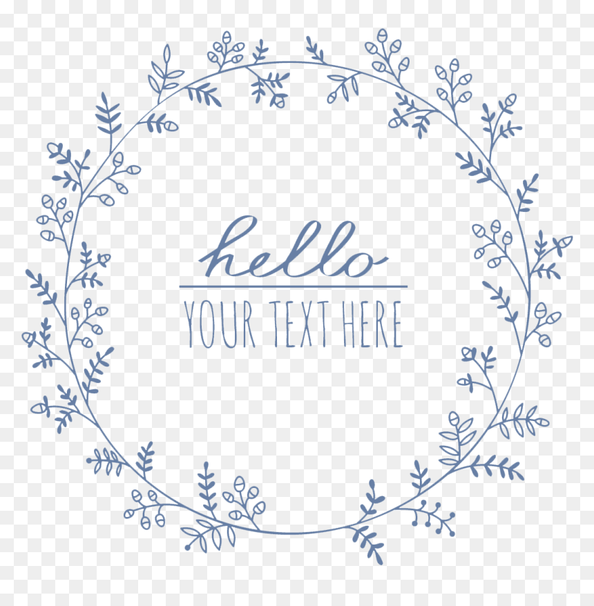 Blue Flower Wreath Drawing, HD Png Download - laurel wreath vector png
