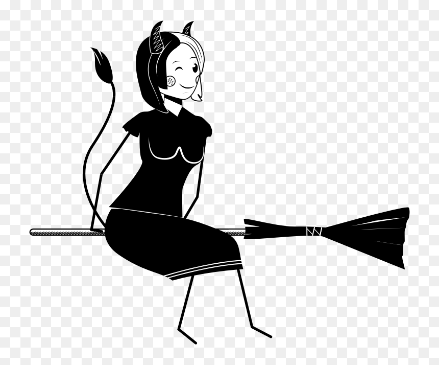 Devil Witch - Evil Woman Free Clipart, HD Png Download - witch broom png