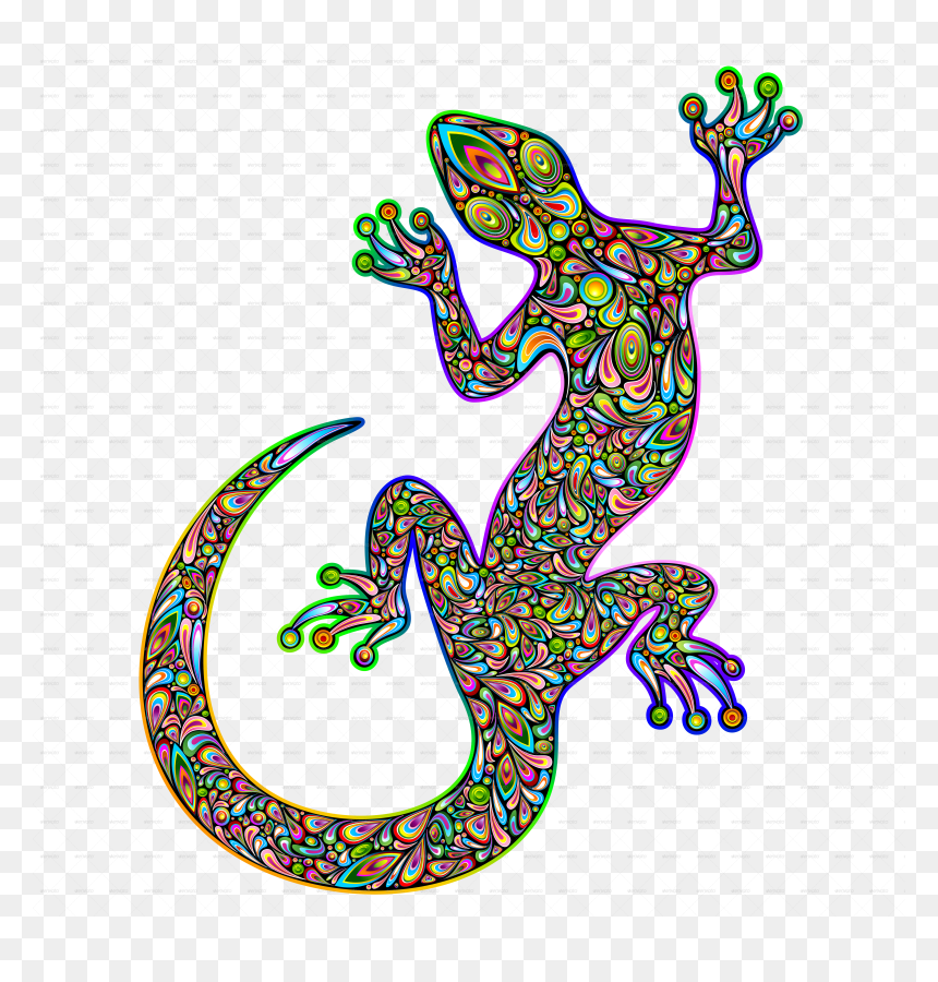 Gecko Psychedelic Art Design Png Gecko Psychedelic - Gecko Design, Transparent Png - gecko png