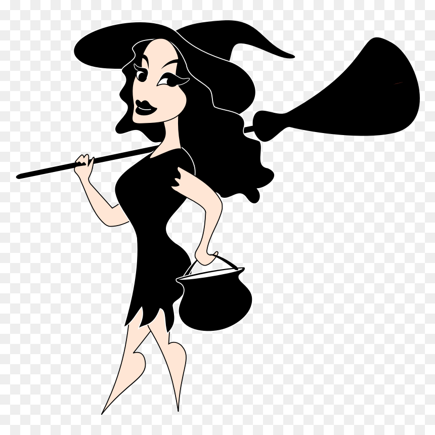 Witch In Black - Witch Gif Png, Transparent Png - witch broom png