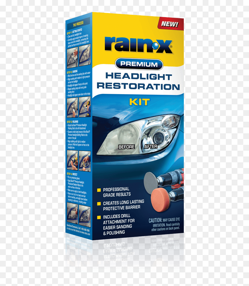 Rain-x® Premium Headlight Restoration Kit - Rain X Premium Headlight Restoration Kit, HD Png Download - headlight png
