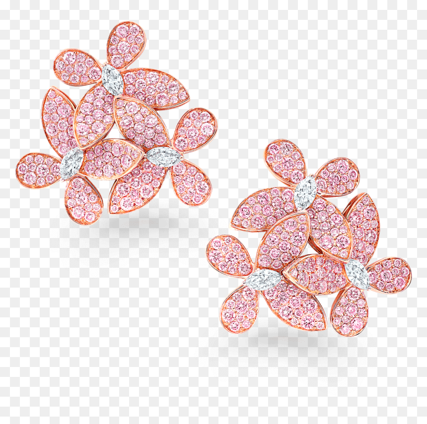 Graff Pave Butterfly Pink, HD Png Download - earings png
