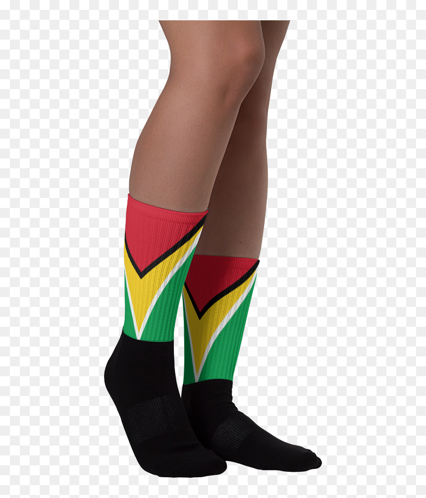 Black Foot Socks - Dtg Printed Socks, HD Png Download - guyana flag png