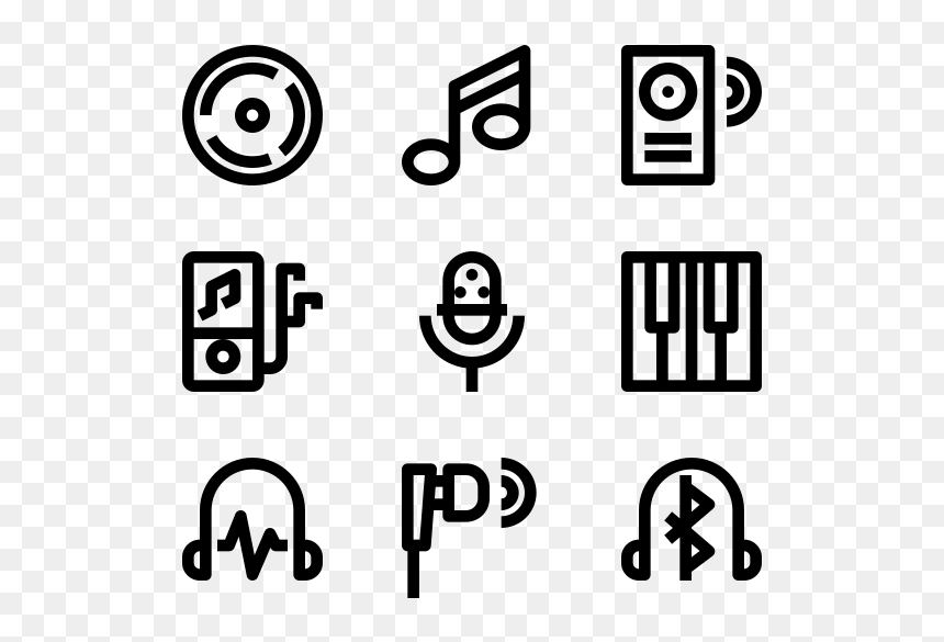 Movie Icon Line Png, Transparent Png - music note icon png