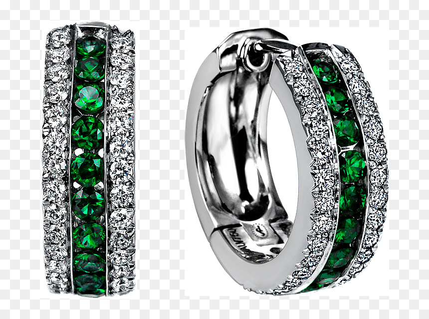Emeralds & Diamonds Hoops, HD Png Download - earings png