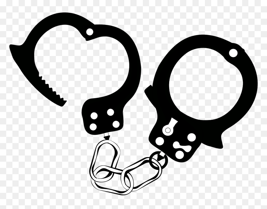 Black And White Handcuff Clipart, HD Png Download - hand cuffs png