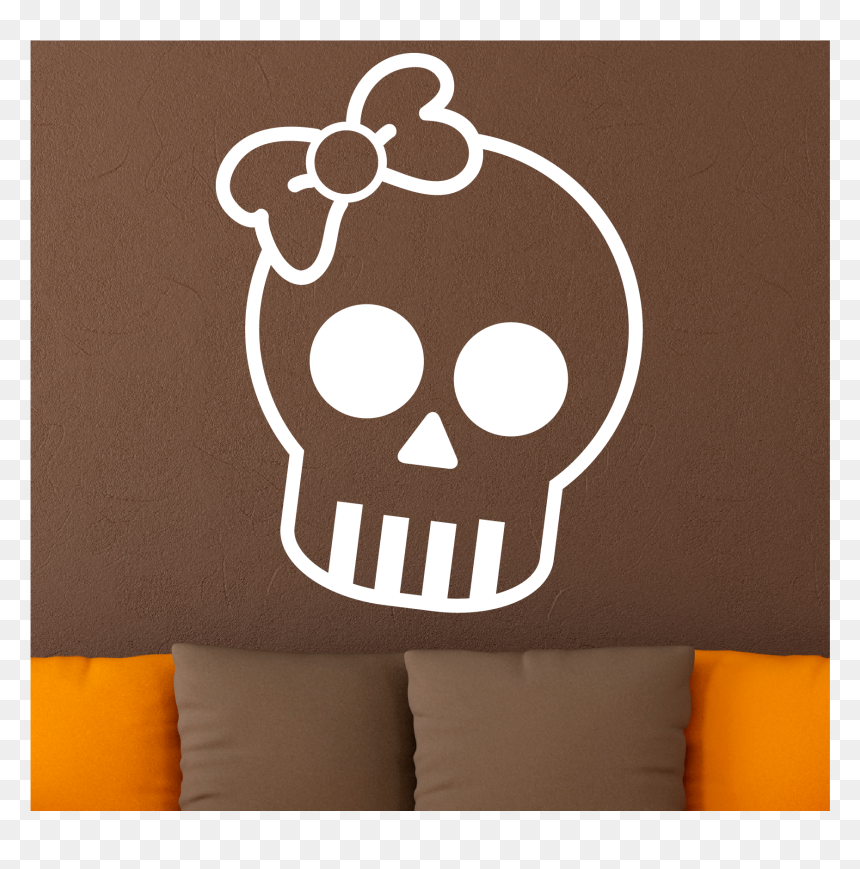 Skull Decal With Bow - Sticker, HD Png Download - cute skull png