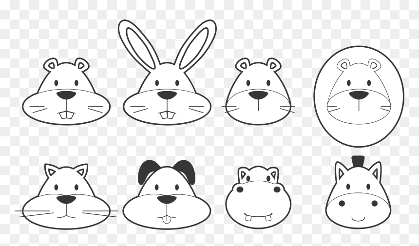 Animal Heads Line Art Clip Arts - Spot The Difference Faces, HD Png Download - animal head png