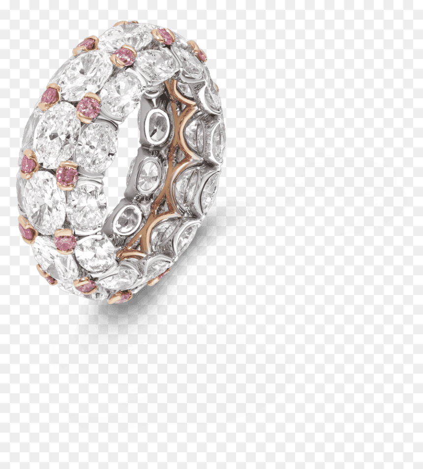 Pink And White Diamond Oval Pirouette Ring - Engagement Ring, HD Png Download - pink diamonds png