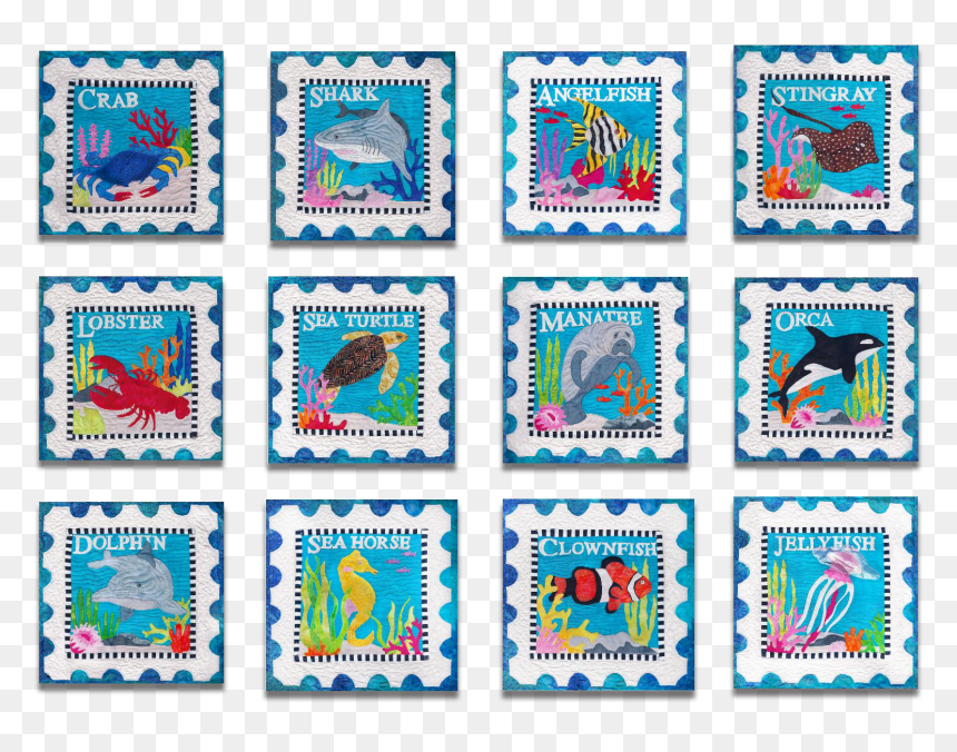Sea Life All Blocks Bundle - Postage Stamp, HD Png Download - sea life png