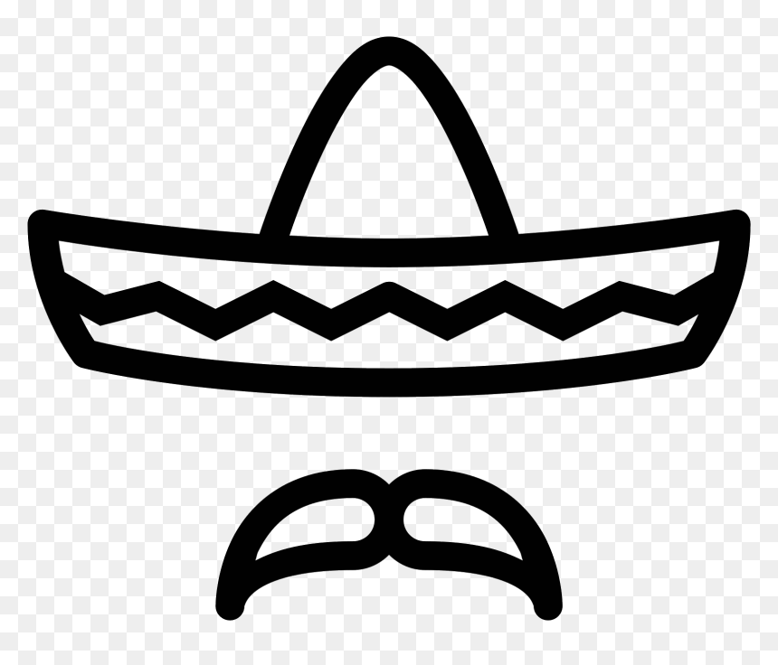 The Shape Is Like A Sombrero - Sombrero Clipart Black And White, HD Png Download - white shape png