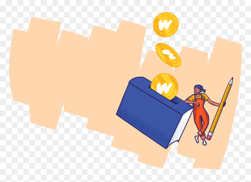 An Illustration Of A Writer Getting Paid In Gold Coins - Wattpad Paid Stories, HD Png Download - wattpad png