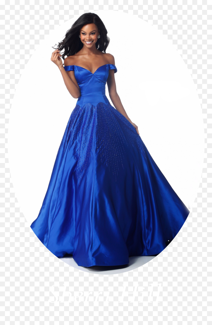 Sherri Hill Blue Off The Shoulder Prom Dress , Png - Sherri Hill 51825, Transparent Png - prom dress png
