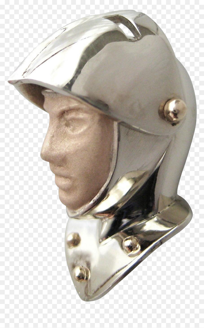 Gold & Enamel Knight Helmet Pendant By Gandsco On Ruby - Bronze Sculpture, HD Png Download - medieval helmet png