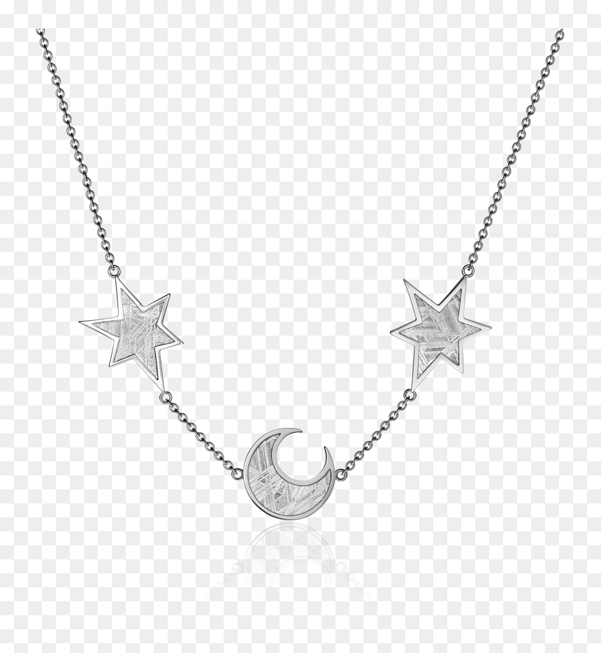 Meteorite Stars And Moon Necklace In Silver - Moon Necklace Png, Transparent Png - meteorite png