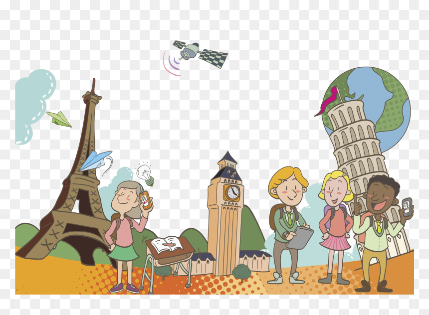 Svg Cartoon Boekentoren Illustration Traveling Children - Kids Traveling Clipart, HD Png Download - traveling png