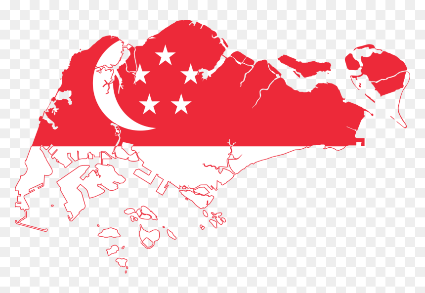 Flag Map Of Singapore - Singapore Map With Flag, HD Png Download - singapore flag png